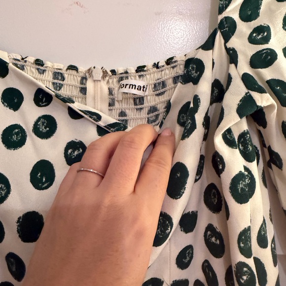 Reformation White and Green Polka Dot Long Sleeve Dress - Picture 3 of 3
